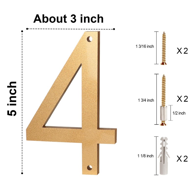 5 Inch Address Numbers 4 - Easy Installation With Screw