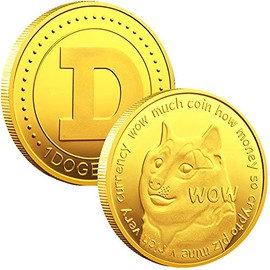 Dogecoin Commemorative Coin Gold Plated Doge Coin Coin with Protective Clear Case (Gold)