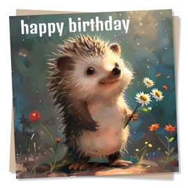 Adorable Hedgehog Birthday Card - Happy Birthday - For A Special Friend or Family Member