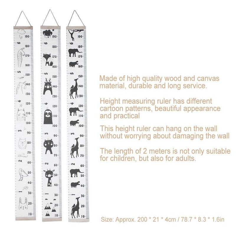 Growth Chart for Children Wooden Wall Hanging Kid Height Measuring