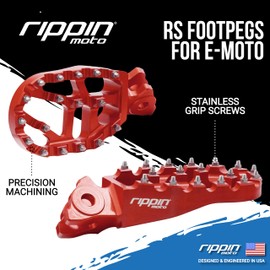 Rippin Moto Race Spec Foot Pegs for Surron LBX, E-Ride PRO, Talaria Sting MX3/MX4/XXX and Altis Sigma – 7075 CNC Aluminuim, Anti-Slip Grip – Designed for Off-Road Durability & Performance (Red)