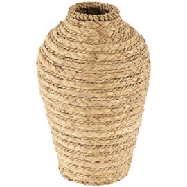 Deco 79 Seagrass Handmade Decorative Vase Braided Centerpiece Vase, Vase for Home Decoration 8" x 8" x 13", Brown