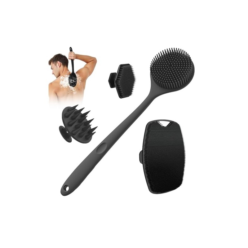 Set de 4 Cepillos Corporales de Silicona para Baño:Cepillo de