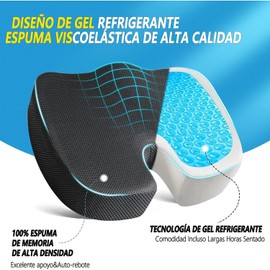 NEWKIBOU Cojín Ortopédico Memory Foam para Asientos con Base Antideslizante Espuma Viscoelástica, Ergonómico para Silla de Oficina, Para Ciática, Dolor de Espalda y Coxis, Cojín de Gel