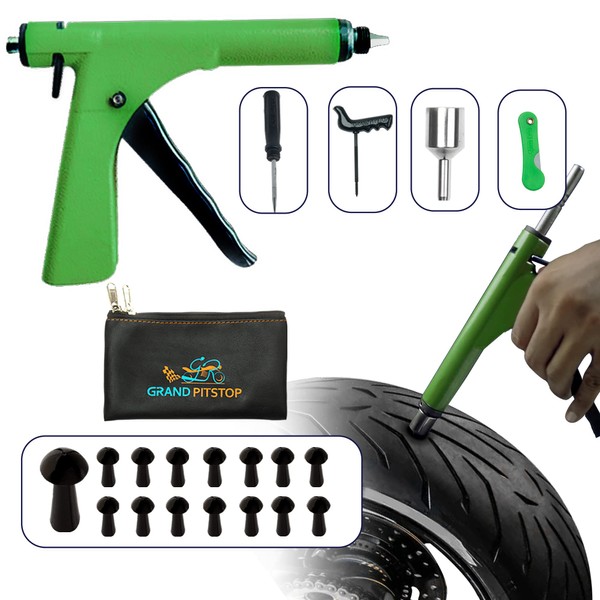GRAND PITSTOP Tubeless Tire Gun Puncture Repair Kit with Mushroom