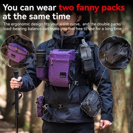 HIKEMAN Hiking Waist Packs Portable for Men Women,Waterproof Crossbody Fanny Pack with Adjustable Strap,Lightweight Chest Belt Bag for Hiking Running Travel Cycling(Black)