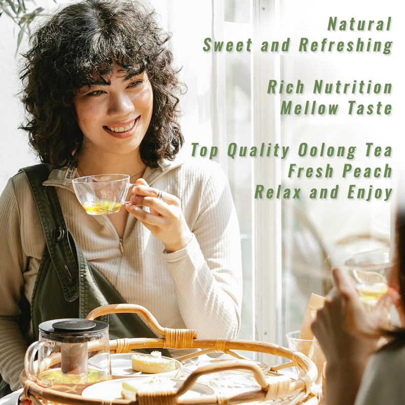 RIANTEA Peach Oolong Tea Bags - 32 Individually Wrapped Teabags