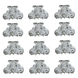 JCGY Dz Pk Mini Hair Claws Silvery White Sparkly Crystals Bridal Hair Claw 6-1-D