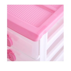 Lovely Girls Multi-layers Desktop Plastic Storage Box Cute Locker Decor Mini Drawer Organizer, Cute Plastic Dresser Kawaii Plastic Drawers for Bathroom, Dorm, Desk, Home, Office (Pink 4 Layers)
