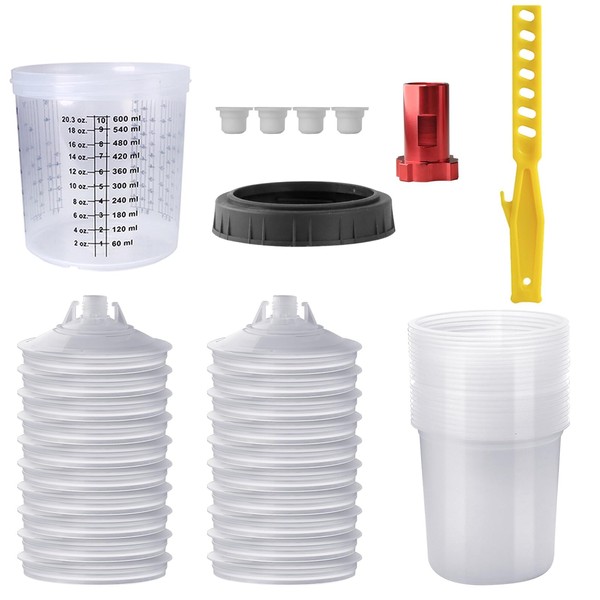 Disposable Paint Mixing Cups 20 Ounce (600ml) Kit with 50