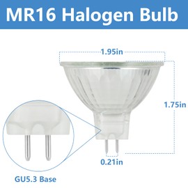 YEGRUEB MR16 Halogen Bulb 12V 20W GU5.3 Bi-Pin Base， 2800K Warm White Dimmable, for Desk Lamp, Track Light(Pack of 4)
