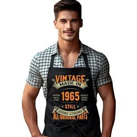 DCG PRINTWEAR 60th Birthday Apron for Men – Born in 1965 Funny Novelty Gift for Dad, Grandpa, Husband – 60 Years Old Cooking or BBQ Present