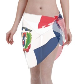 WENNGNGT Dominican Republic Flag Sarong Wraps for Women Patriotic Swimwear Cover Ups Summer Beach Suit Bathing Wrap Swimsuit Chiffon Wraps Short Skirt Bikini Coverup