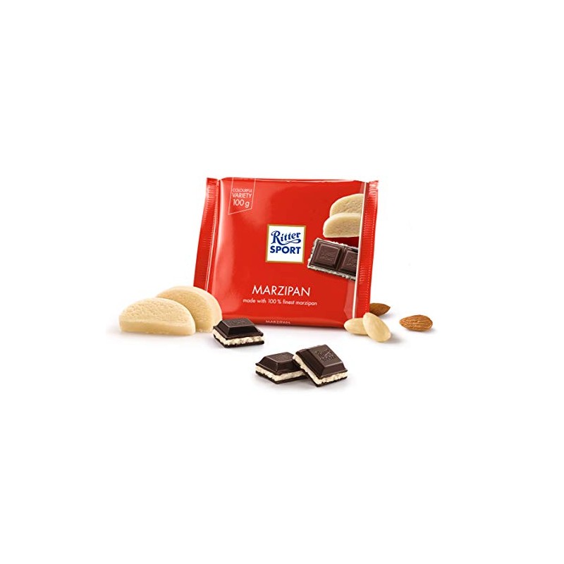 Ritter Sport Dark Chocolate with Marzipan Filling 100g/3.52oz (Pack of