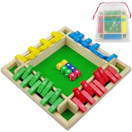 Shut The Box Game 4 Players, Wooden Board Game, Wooden Mathematics, Traditional Pub Board, Dice Game, Travel, Family Board Games, Holiday, Entertaining Maths Games, Game for Children and Adults,