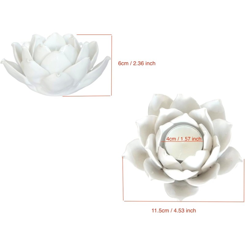 Ceramic Lotus Petals Style Flower Candle Holder Tea Lights Holder