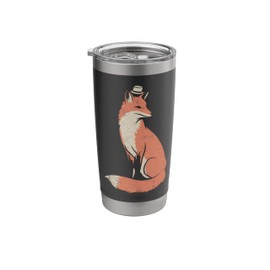 Classy Fox with Hat Vintage Minimalist Design Stainless Steel Insulated Tumbler