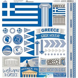 Reminisce Greece Collection 12" x 12" Cardstock Element Scrapbook Stickers