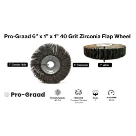 Pro-Graad 6” x 1” x 1” 40 Grit Premium Zirconia Abrasive Unmounted Flap Wheel for Deburring, Sanding, Grinding, Rust, Paint Removal Polishing Wheel for Bench Grinder