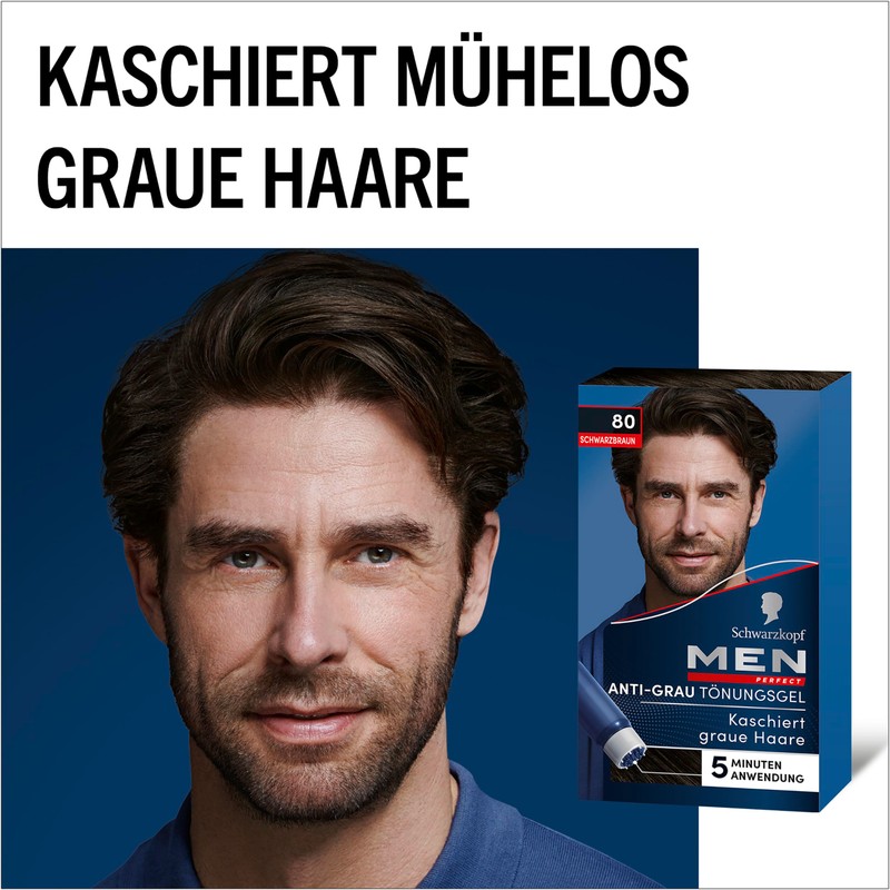 Schwarzkopf Men Perfect Anti-Grey Tint Gel 80 Natural Black Brown
