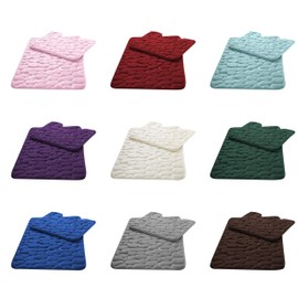 voice 7 Luxury Pebbles 2 Piece Bath Mat Set Memory Foam (Bathroom Rug 50 x 80 cm + Pedestal Mat 50 x 40 cm) Non Slip Backing & Absorbent (Green)