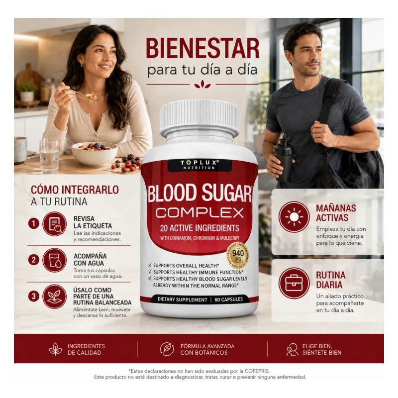 20 Ingredientes Cromo Canela Morera Apoyo Metabólico