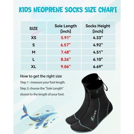 XUKER Neoprene Water Socks for Kids Toddlers 3mm Sand Proof Beach Volleyball Socks Diving Boots for Outdoor Water Sports