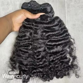 Origin Remy Hair High Quality Machine Double Weft Direct Manufacturer Indian Hair Extensions Deep Wave Water Wave Haircolor: Wavy curly, Stretched Length: 12 inches
