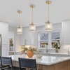 RUIBOOXIN Gold Glass Pendant Lights Kitchen Island, Water Ripple Round