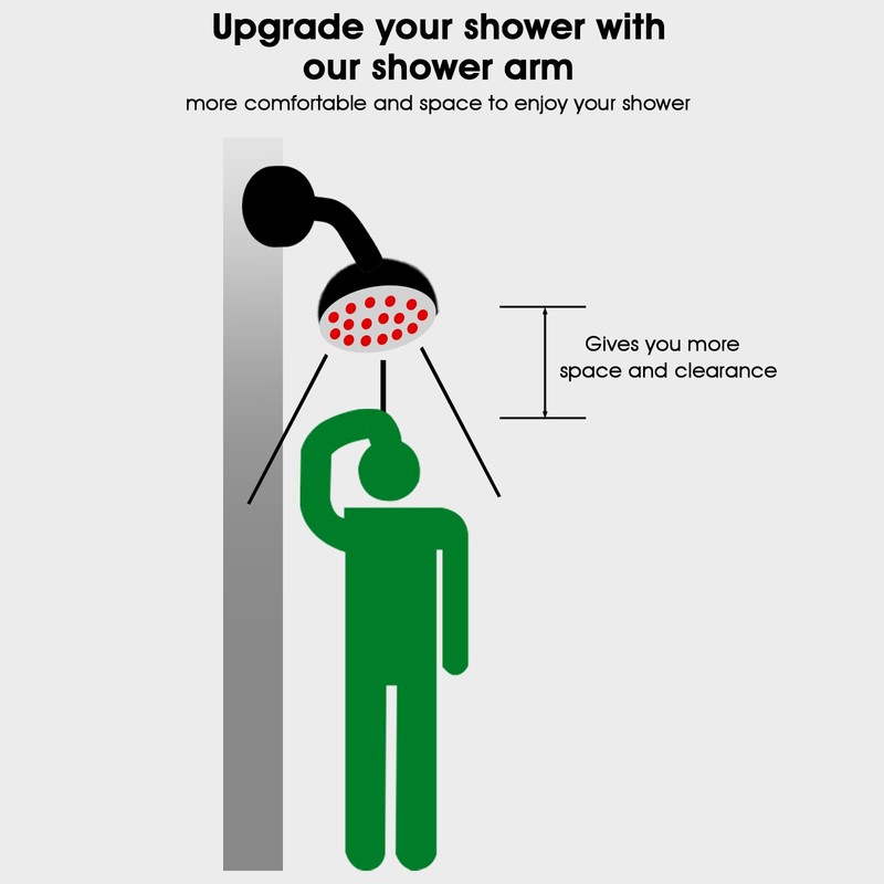 RAINREVIVE 6 Inch Shower Arm with Flange and Stabilizer Bracket,
