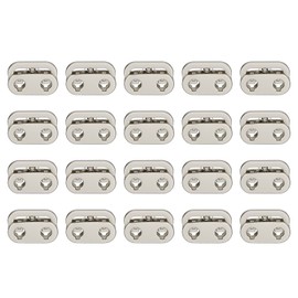 sourcing map Spring Cord Lock End Toggle, 20Pcs Double Hole Spring Stopper Alloy Fastener Slider Toggles Clip for Drawstrings, Shoelaces, Bags (Silver Tone,22.2x15.2mm)