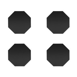 4 PCS Black Octagonal Cup Coasters, 9.5cm Stainless Steel Coasters, Heat Resistant Table Protector