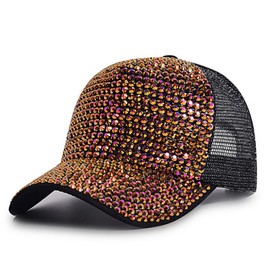 NiceYnn Bling Pearl Studded Back Mesh Baseball Cap, Women Fashionable Adjustable Mesh Trucker Hat Snapback Sun Hat Sports Golf Visor, UPF 50+ Travel Summer Hats