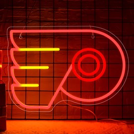 Ice Hockey Neon Sign,Flyers Hockey Team,Flyers LED Sign,Sport Neon Lights,Hockey Light,Hockey Club Decor,Hockey Gifts for Boys,Hockey Fans,Size 16.5 * 11.8 inches(XD102)