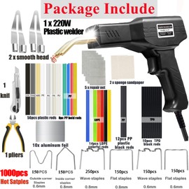 Upgraded 220W Plastic Welder,2 in 1 Plastic Welding Kit 1000PCS Hot Stapler Plastic Repair Kit With 100PCS Plastic Welding Rods and 6 Types Staples For Most Plastic Car Bumper Repair Kit | VCTSELITY