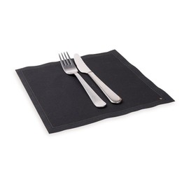 Restaurantware Napluxe 8.75 Inch Cotton Napkins 50 Disposable Cotton Table Napkins - Taupe Stitching Linen-Like Feel Black Cotton Disposable Party Napkins For Parties and Celebrations Asborbent