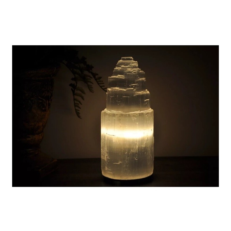 Natures Artifacts Selenite Lamp, Selenite Crystal Lamp, Selenite Tower Skyscraper