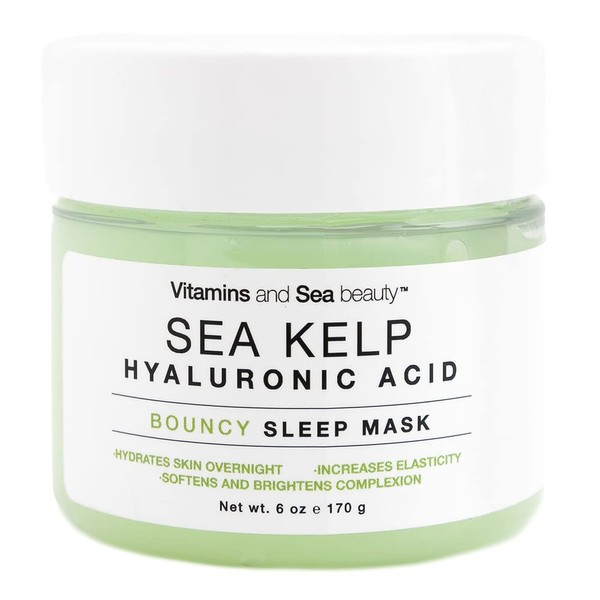 VITAMINS AND SEA BEAUTY, Hydrating Moisturizing Night Face Mask, Anti-Aging Overnight Facial with Hyaluronic Acid and Sea Kelp Seaweed, Skincare for All Skin Types, 6 Fl Oz