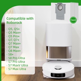 15 Pack Dust Bags Replacement for Q5+, Q5 Max+/Pro+, Q5 DuoRoller+, Q7+, Q7 Max+, Q8 Max+, S8 Pro Ultra, S8+, S7 Max/MaxV Ultra Robot Vacuum Cleaner for Roborock, 2.9L Large Capacity Disposable Bags