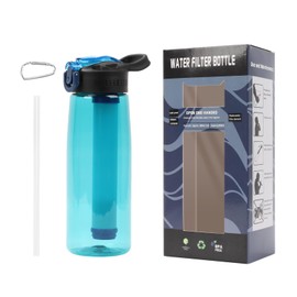 Tefola Filter Water Bottle with 5-Stage Purification, 650 ml(22 oz) Water Bottle with Straw & Carabiner, 0.01 Micron UF Membrane, Built-in Compass in Bottle Cap for Hiking, Camping & Survival