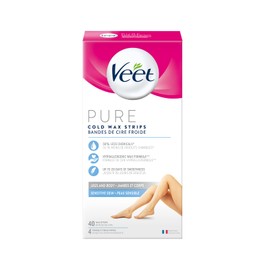 VEET PURE, Wax Strips for Legs & Body, Sensitive Skin, 40ct