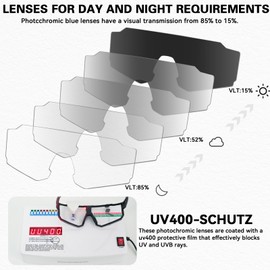 XSYKJGS Fahrradbrille Selbsttönend für Herren Damen - Photochromatische Sport Sonnenbrille UV400 Schutz Ultraleicht Schnelle Brille für Fahrrad, MTB, Angeln - Schwarz