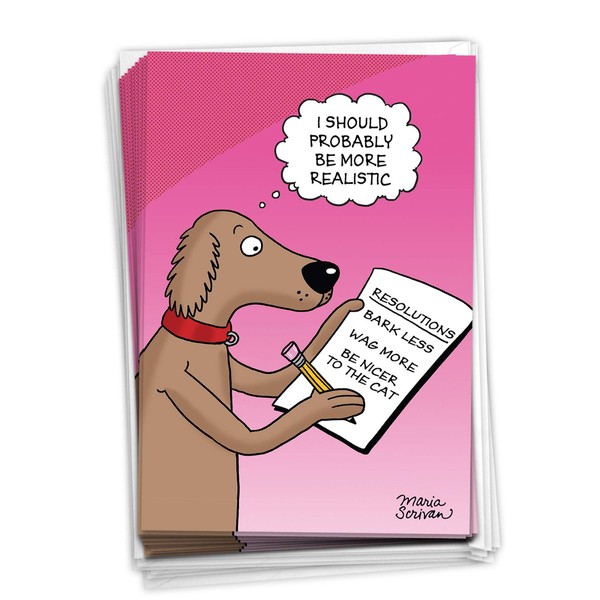NobleWorks - Box of 12 Happy New Year Cards with