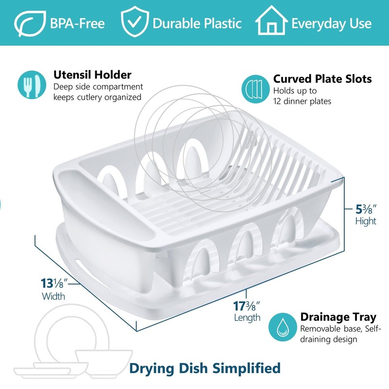 Tribello Sink Dish Drying Rack, Large Heavy Duty Hard Plastic