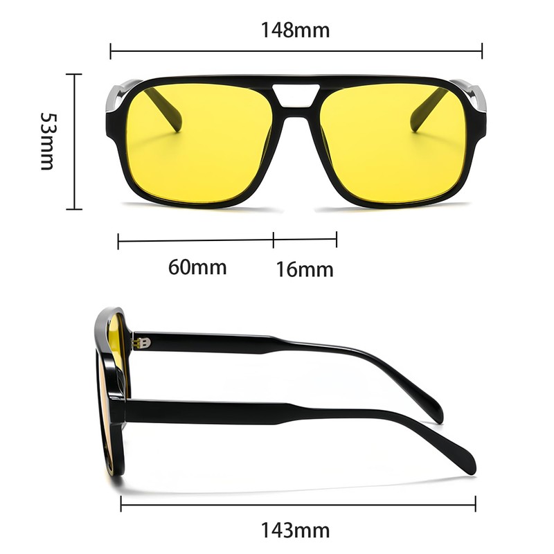 RUNHUIS Vintage 70s Sunglasses Women Men Retro Large Square Frame