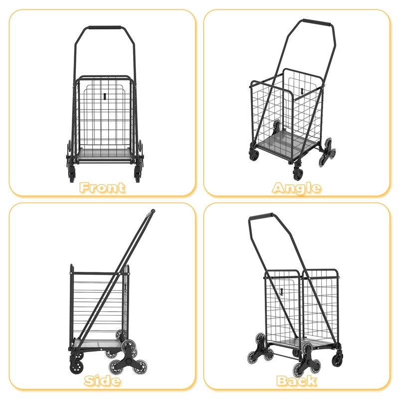 Folding Stair Climber Cart with Waterproof Bag, Lightweight Grocery Carts