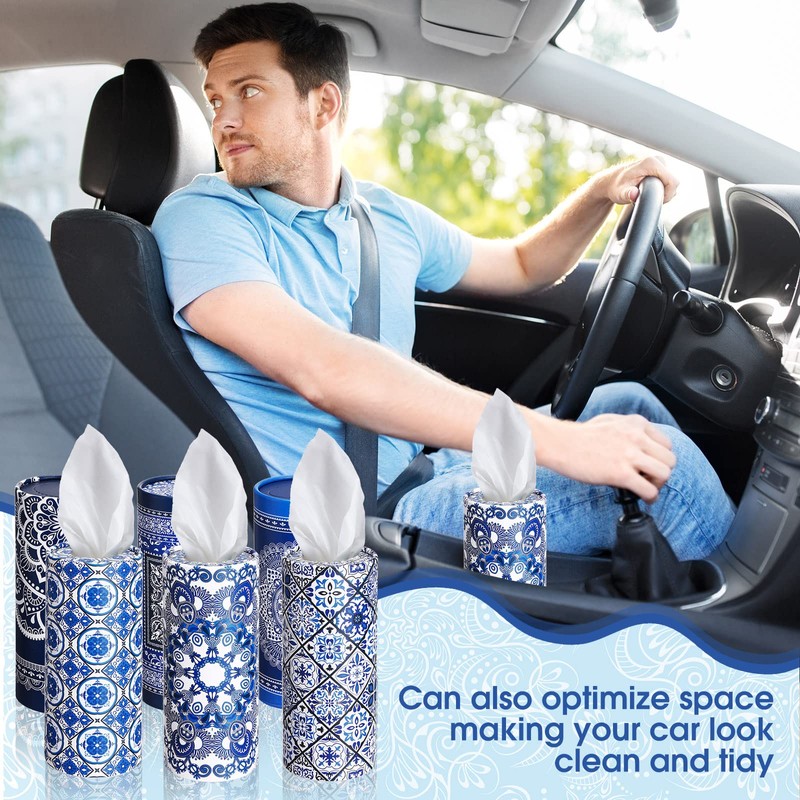 Outus 12 Pcs Car Tissues Cylinder Holder with 3 Ply