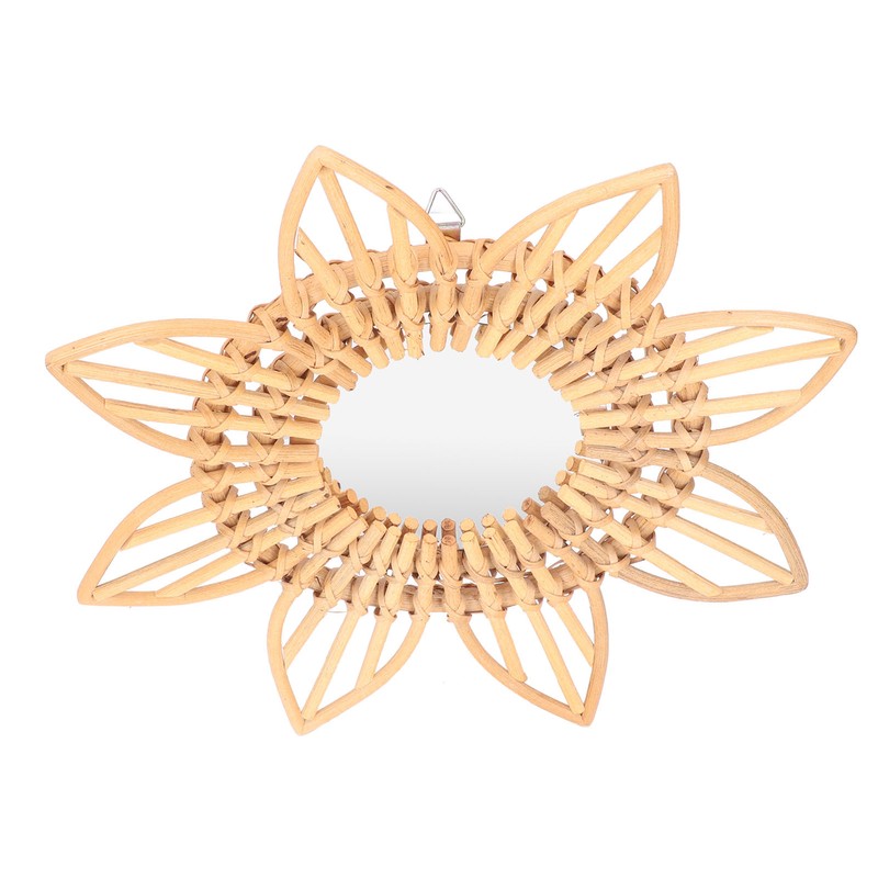 Rattan Innovative Art Decoration Makeup Mirror Retro Dressing Bathroom Wall