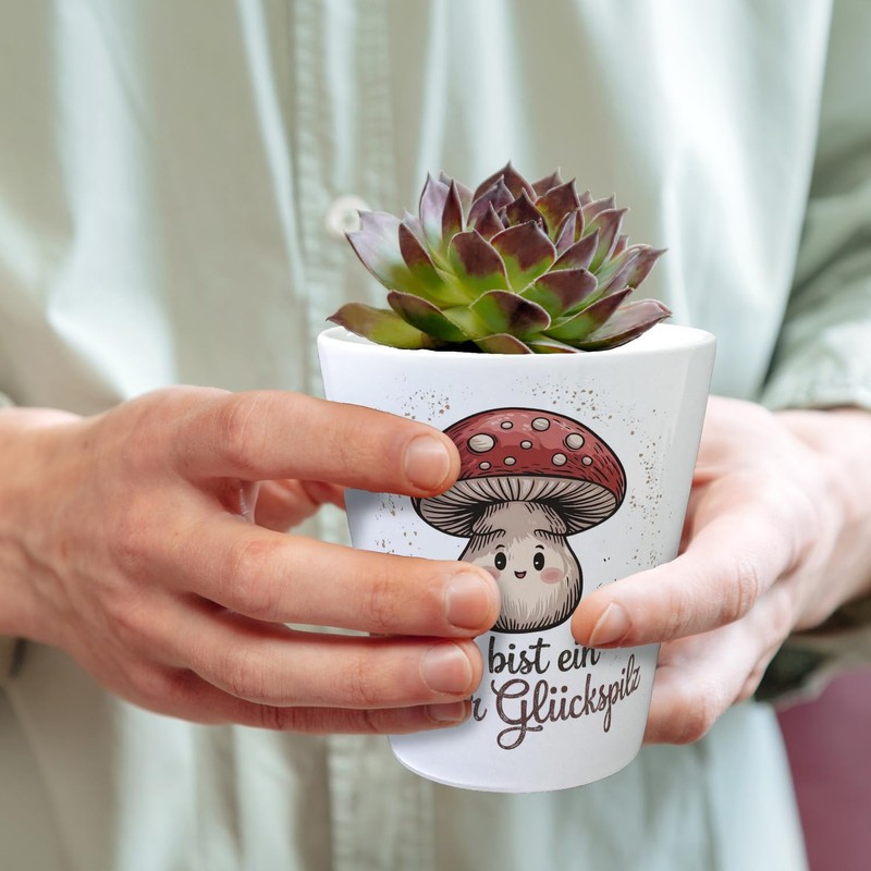 speecheese Lucky Mushroom Flower Pot Mushroom Illustration with Cute Face