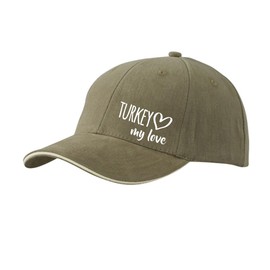 Huuraa Turkey My Love Unisex Cap Size for All Fans of Turkey Gift Idea for Friends and Family, Olive/Beige